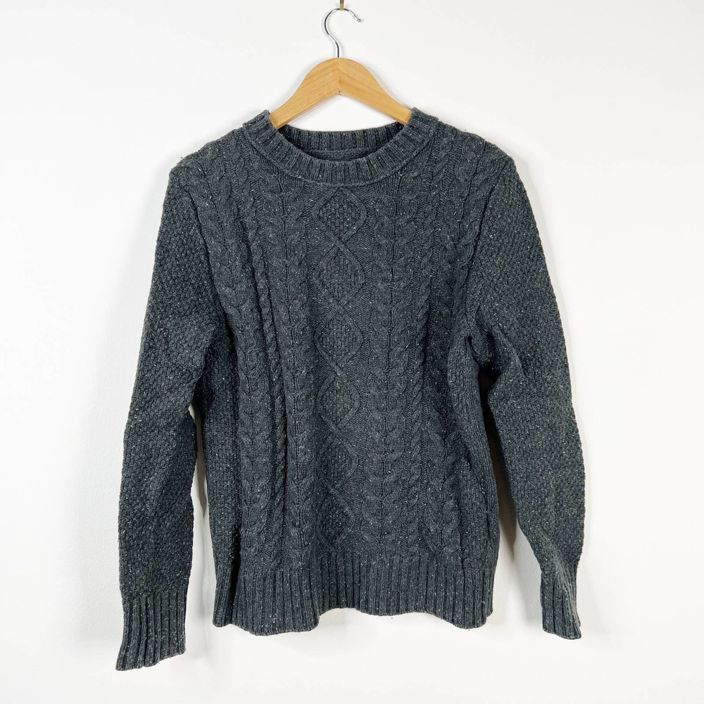 H&M mens grey cotton wool blend cable knit sweater size small